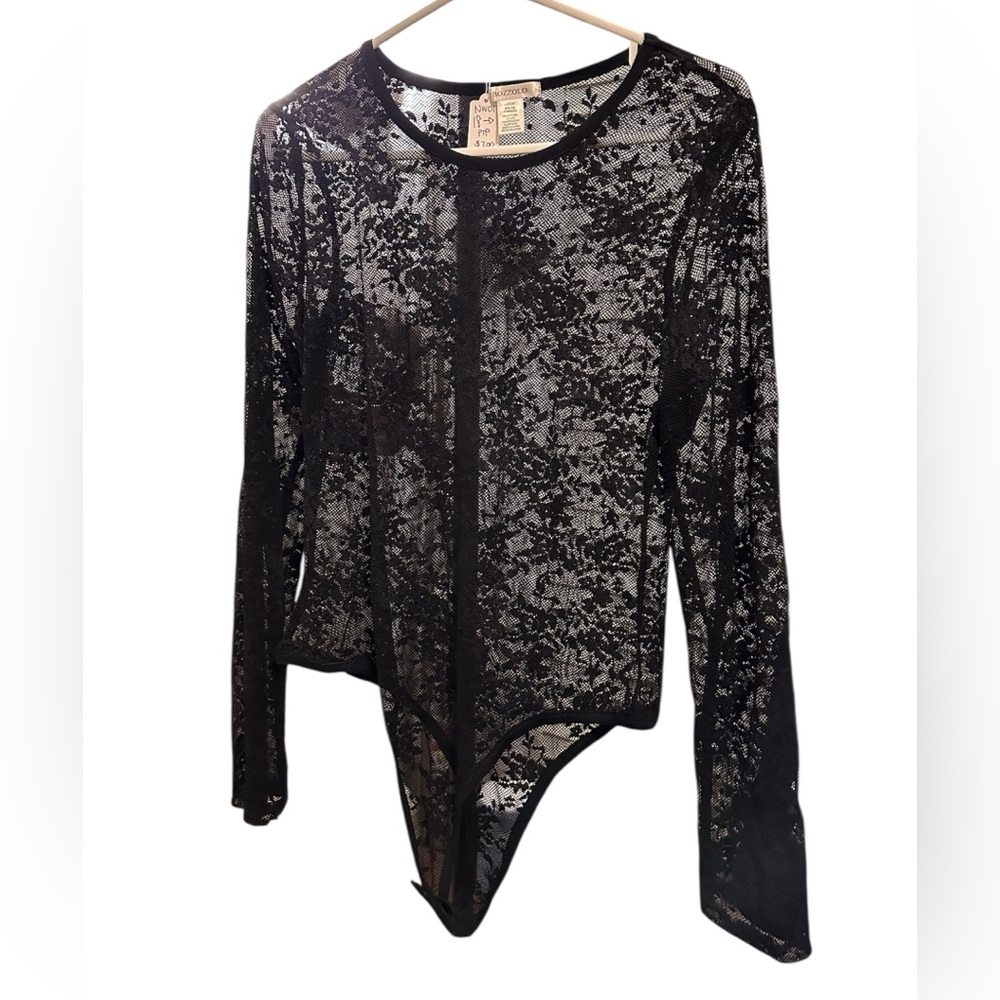 Lace Black Floral Bodysuit New